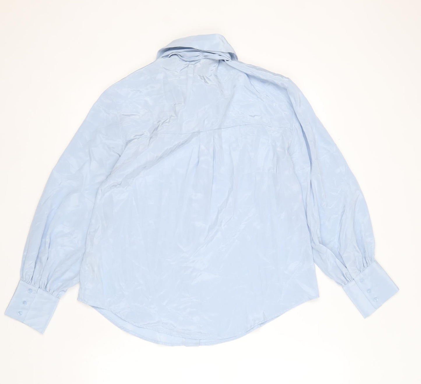 Zara Womens Blue Polyester Basic Blouse Size S Collared