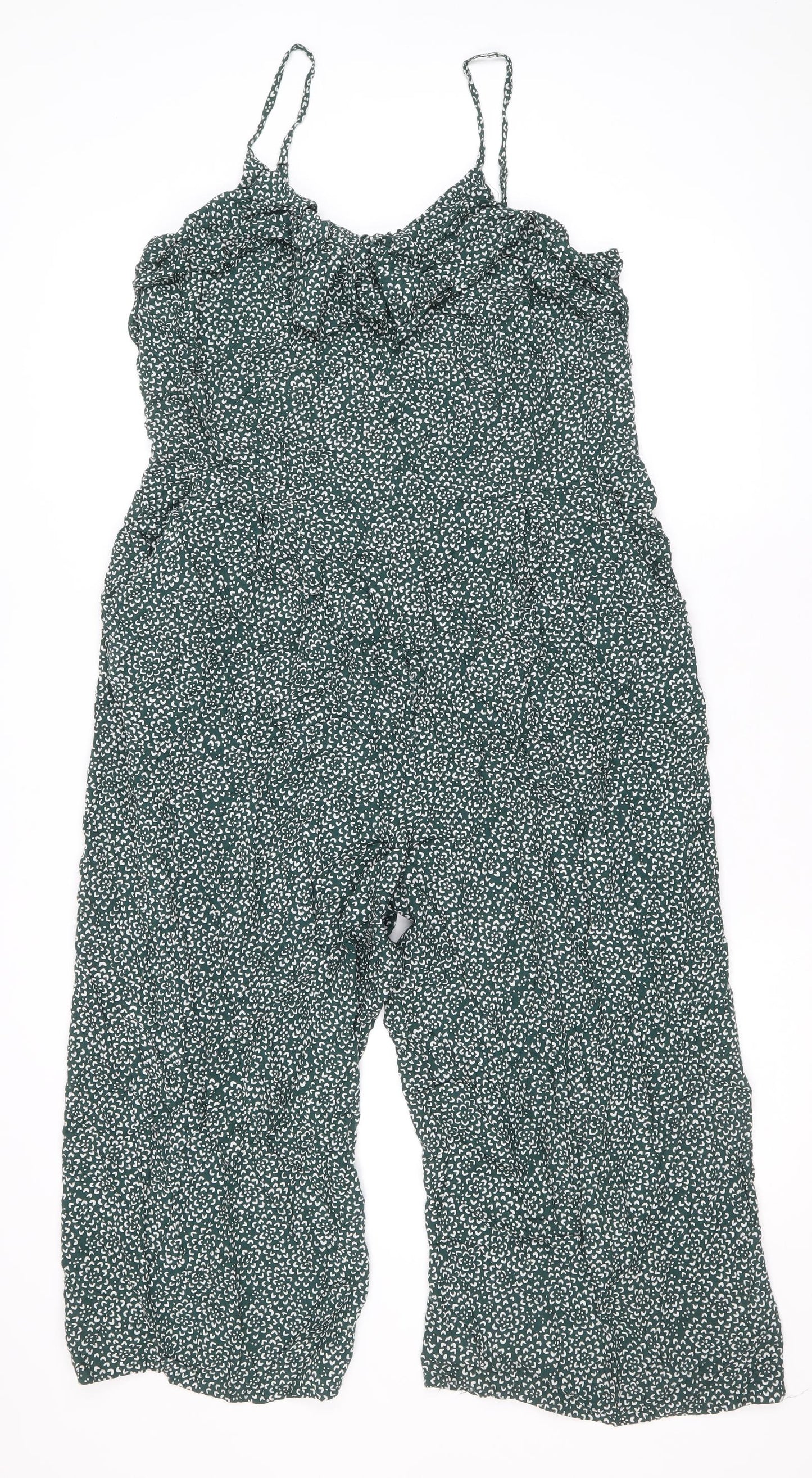 NEXT Womens Green Geometric Modal Jumpsuit One-Piece Size 16 Zip