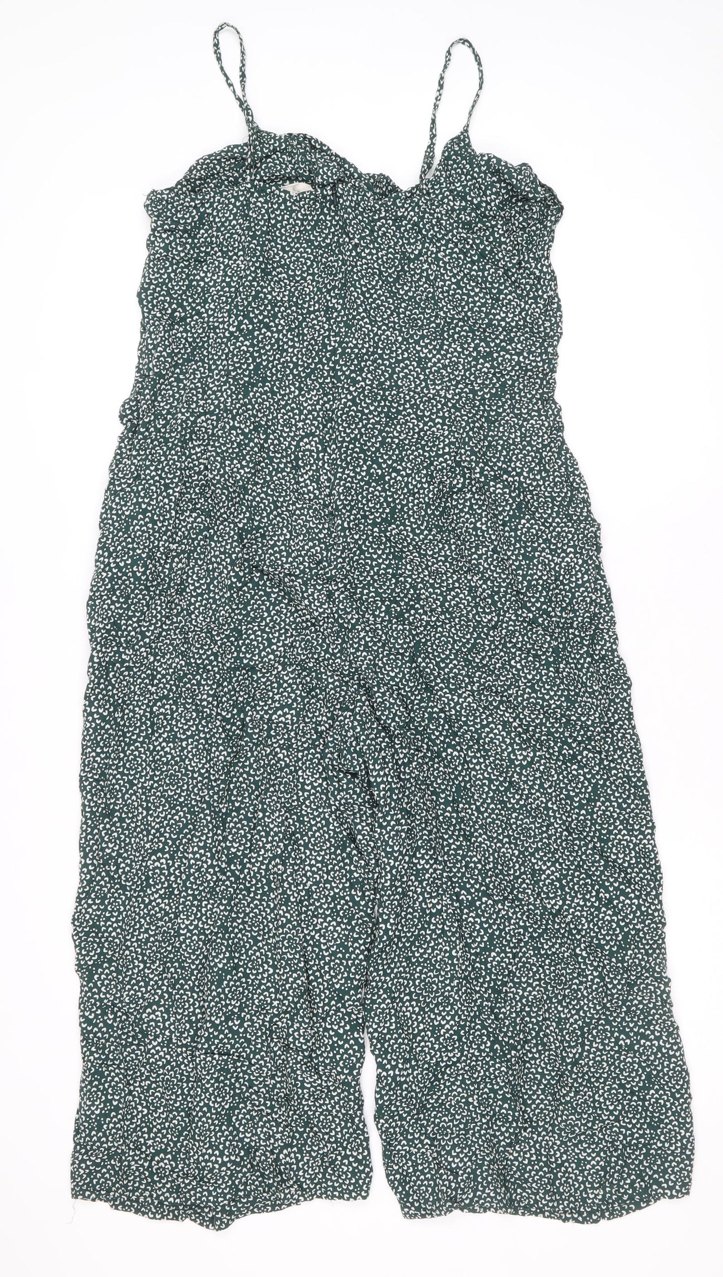 NEXT Womens Green Geometric Modal Jumpsuit One-Piece Size 16 Zip
