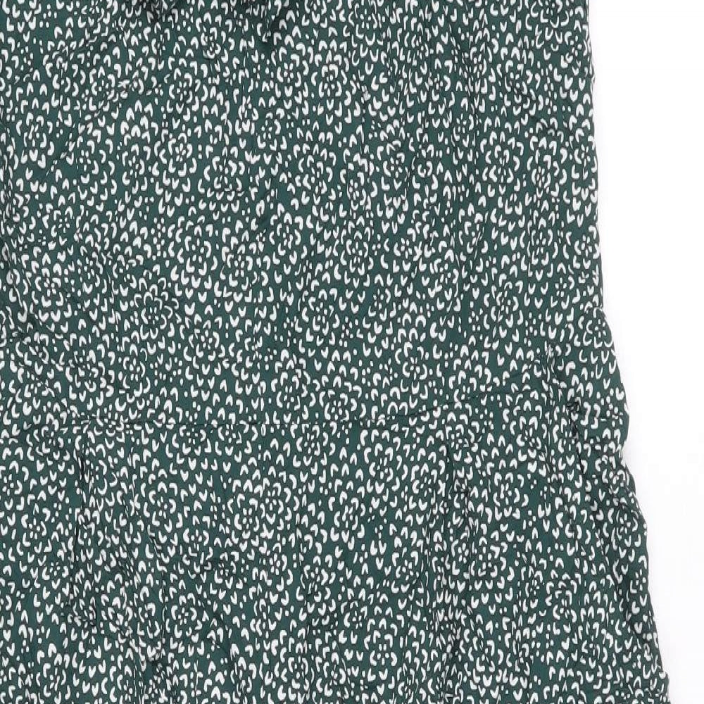 NEXT Womens Green Geometric Modal Jumpsuit One-Piece Size 16 Zip