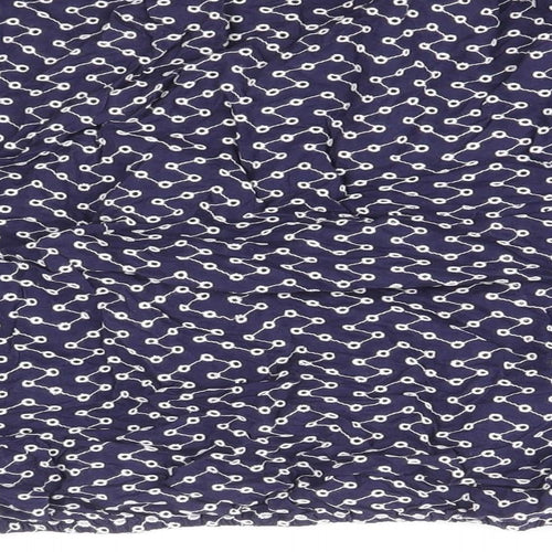 Warehouse Womens Blue Geometric 100% Cotton Basic Blouse Size 8 Off the Shoulder - Broderie Anglaise