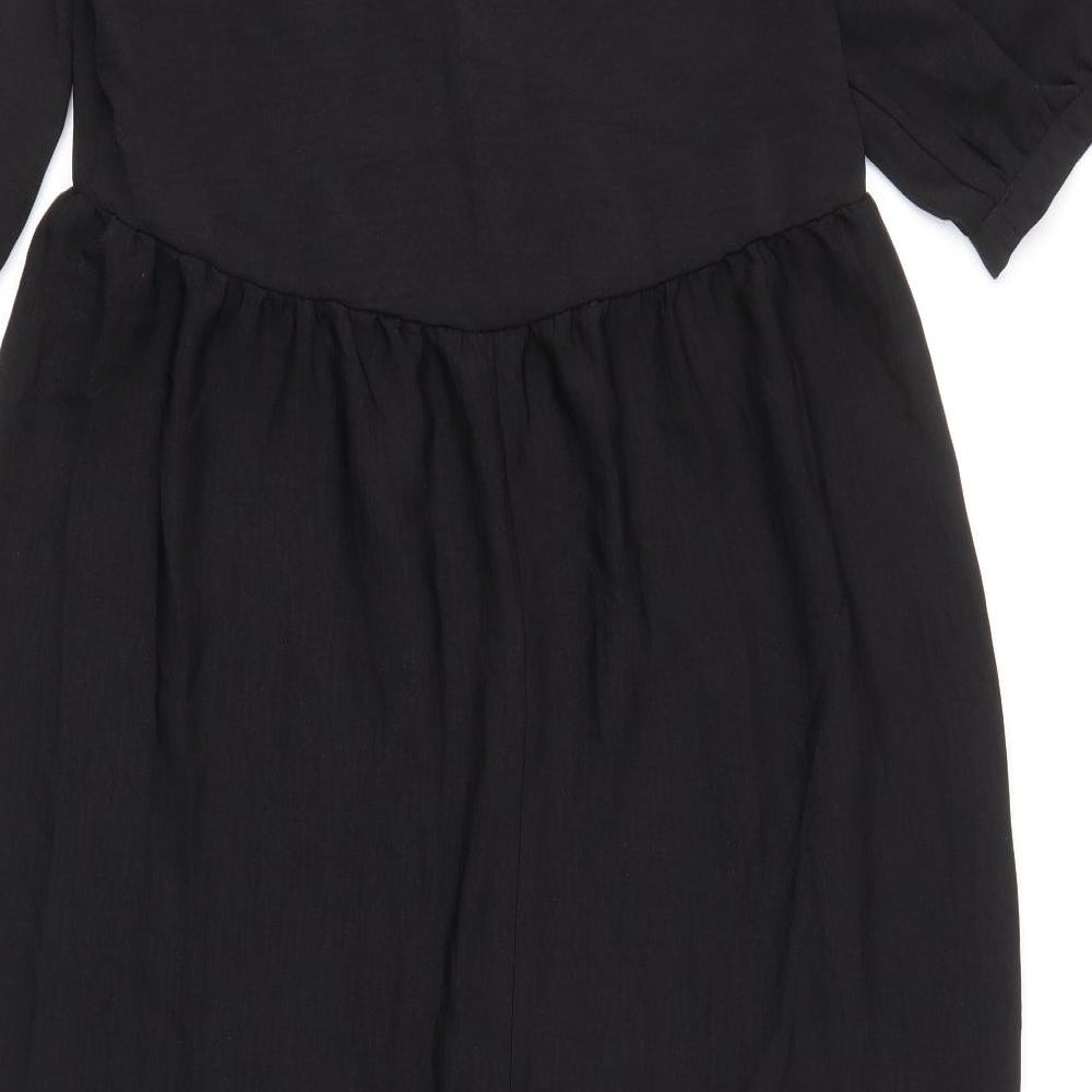 Nobodys Child Womens Black Polyester Fit & Flare Size 12 Round Neck Button