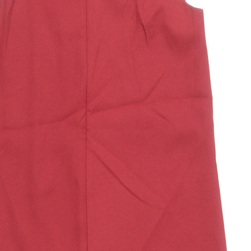 Missguided Womens Red Polyester Shift Size 8 V-Neck Zip