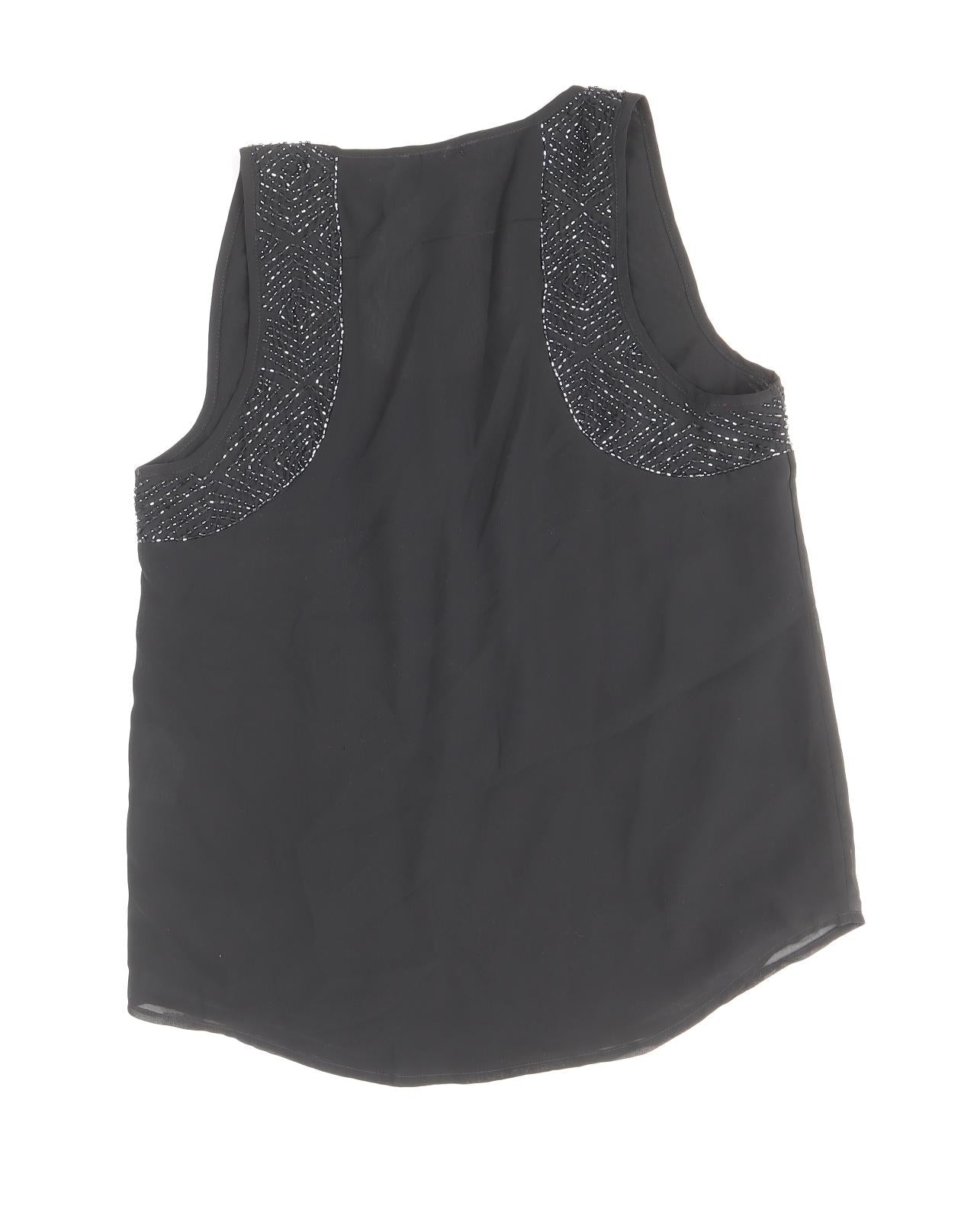 Topshop Womens Black Polyester Basic Tank Size 8 Round Neck