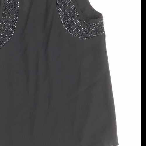 Topshop Womens Black Polyester Basic Tank Size 8 Round Neck