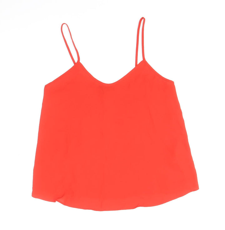 Topshop Womens Red Polyester Basic Tank Size 8 V-Neck