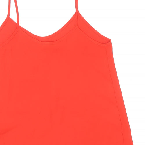 Topshop Womens Red Polyester Basic Tank Size 8 V-Neck