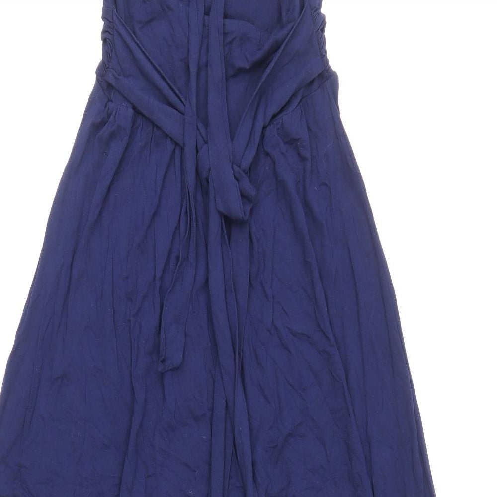 New Look Womens Blue Viscose Maxi Size 12 Halter Tie