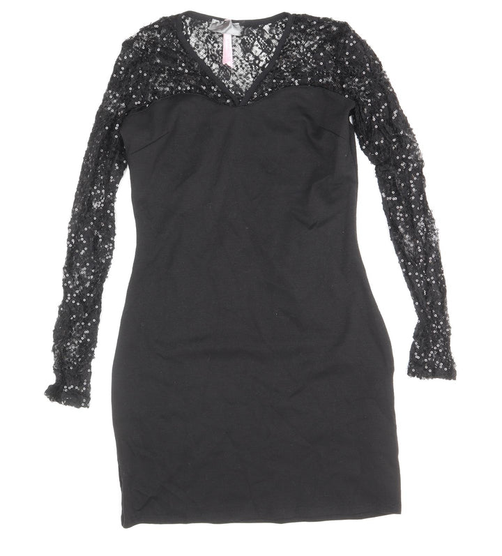 Lipsy Womens Black Polyester A-Line Size 10 V-Neck Pullover