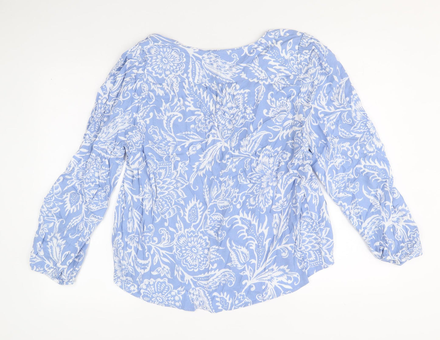 Per Una Womens Blue Geometric Viscose Basic Blouse Size 16 V-Neck