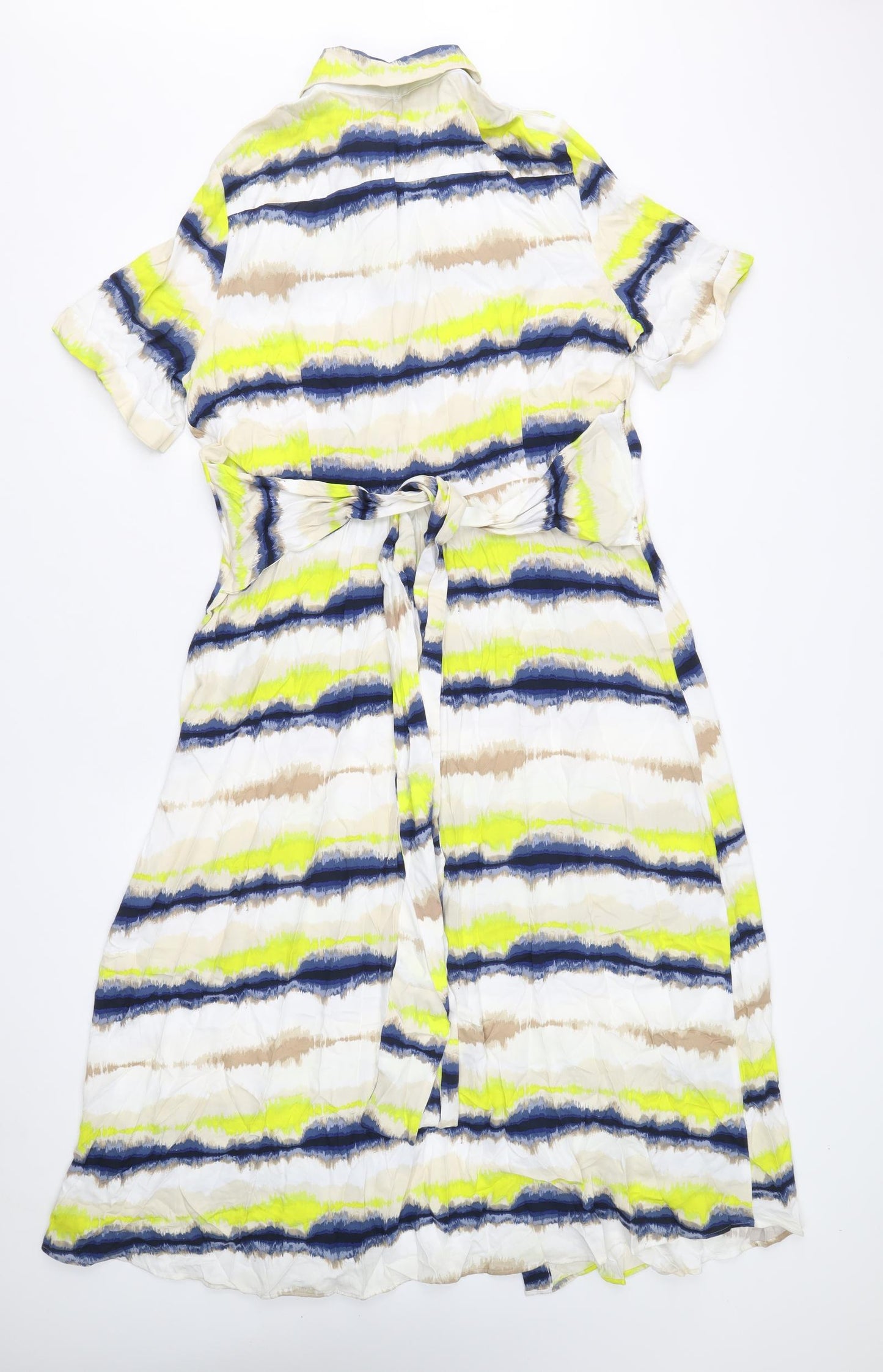 Marks and Spencer Womens Multicoloured Tie Dye Viscose Shirt Dress Size 16 Collared Button