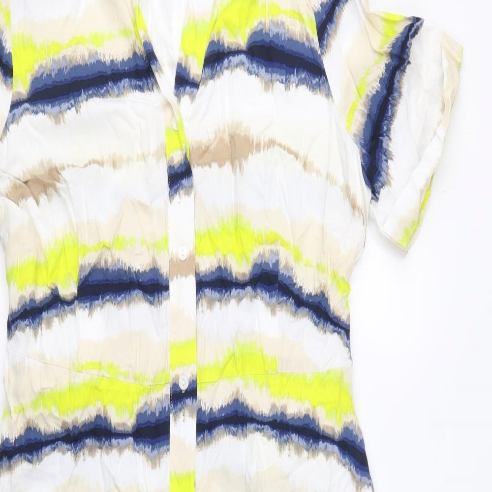 Marks and Spencer Womens Multicoloured Tie Dye Viscose Shirt Dress Size 16 Collared Button