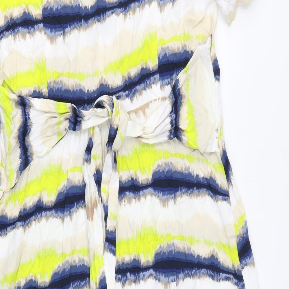 Marks and Spencer Womens Multicoloured Tie Dye Viscose Shirt Dress Size 16 Collared Button