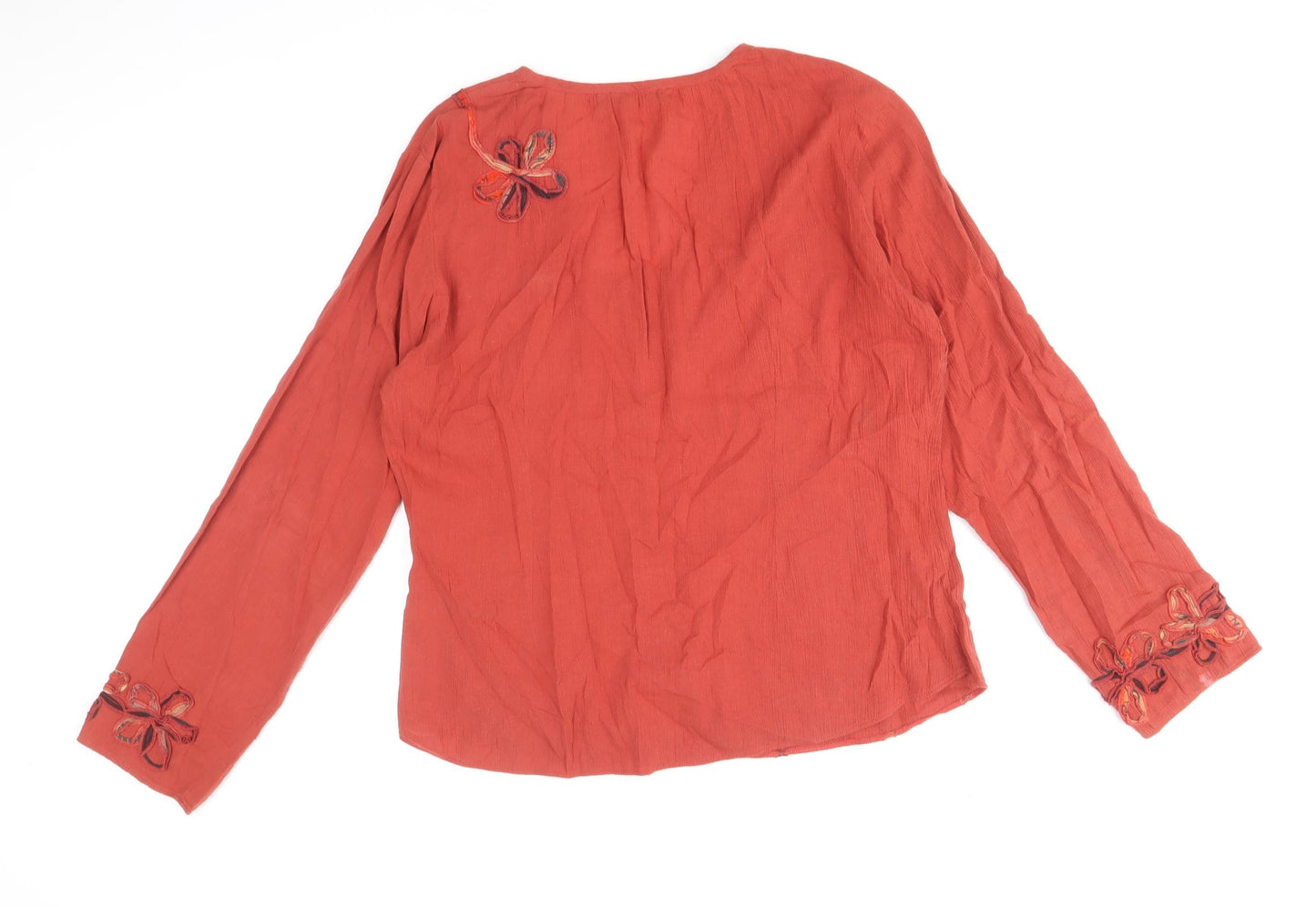 Per Una Womens Red 100% Cotton Basic T-Shirt Size 14 V-Neck