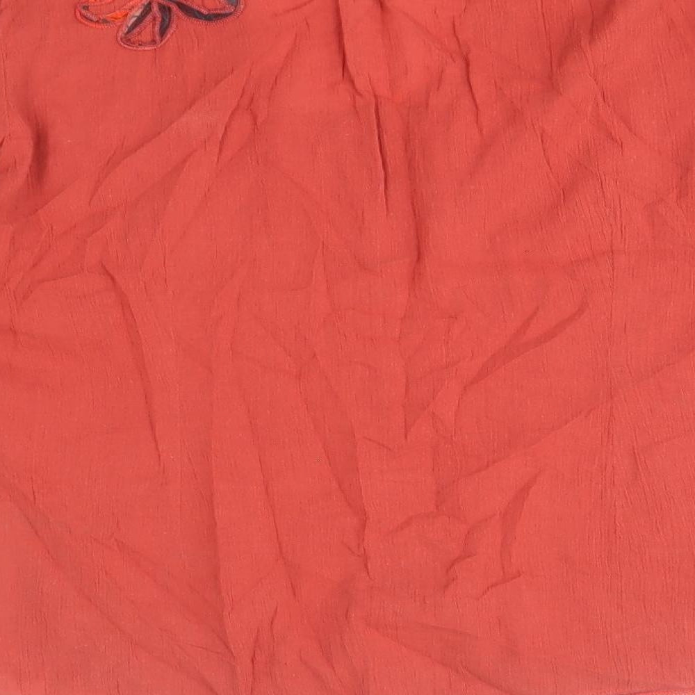 Per Una Womens Red 100% Cotton Basic T-Shirt Size 14 V-Neck