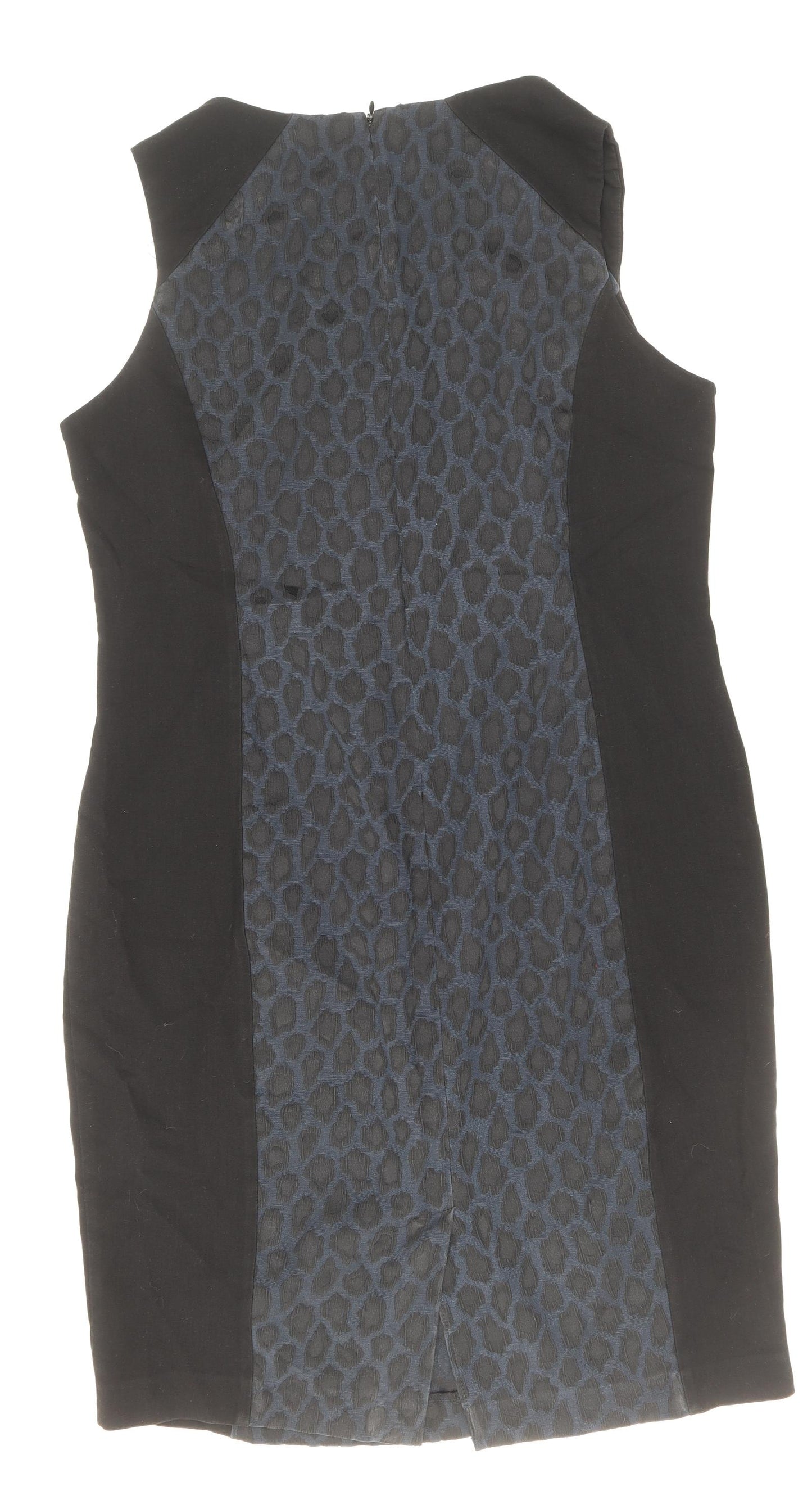 George Womens Black Animal Print Polyester Pencil Dress Size 16 V-Neck Zip - Leopard Pattern