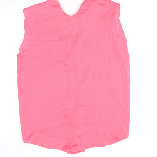 Marks and Spencer Womens Pink Polyester Basic Tank Size 10 V-Neck