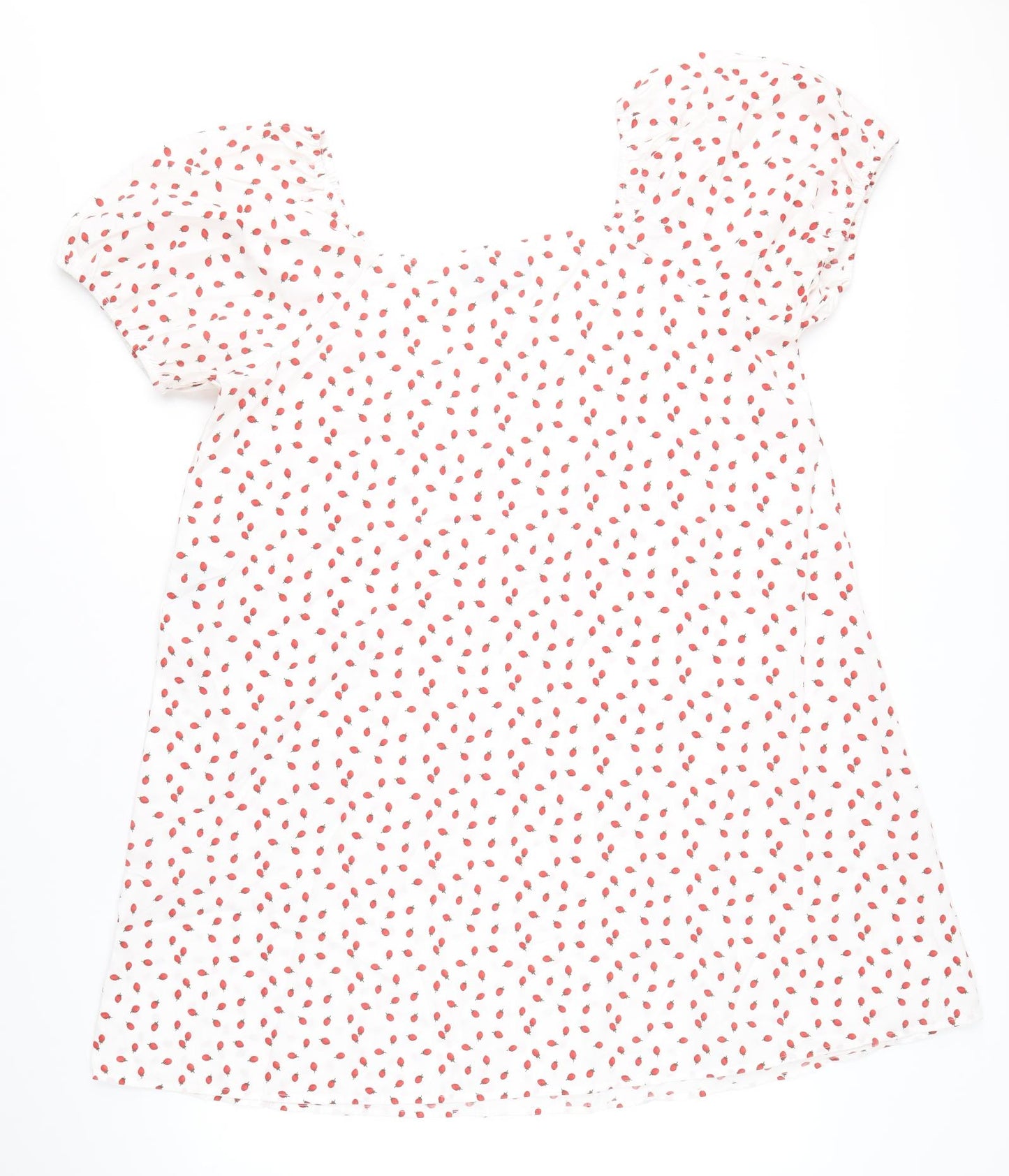Pieces Womens White Geometric Patent Leather A-Line Size XS Scoop Neck Pullover
