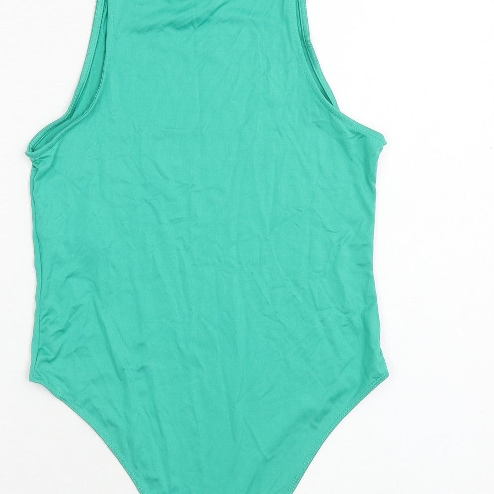 Primark Womens Green Polyester Bodysuit One-Piece Size M Snap