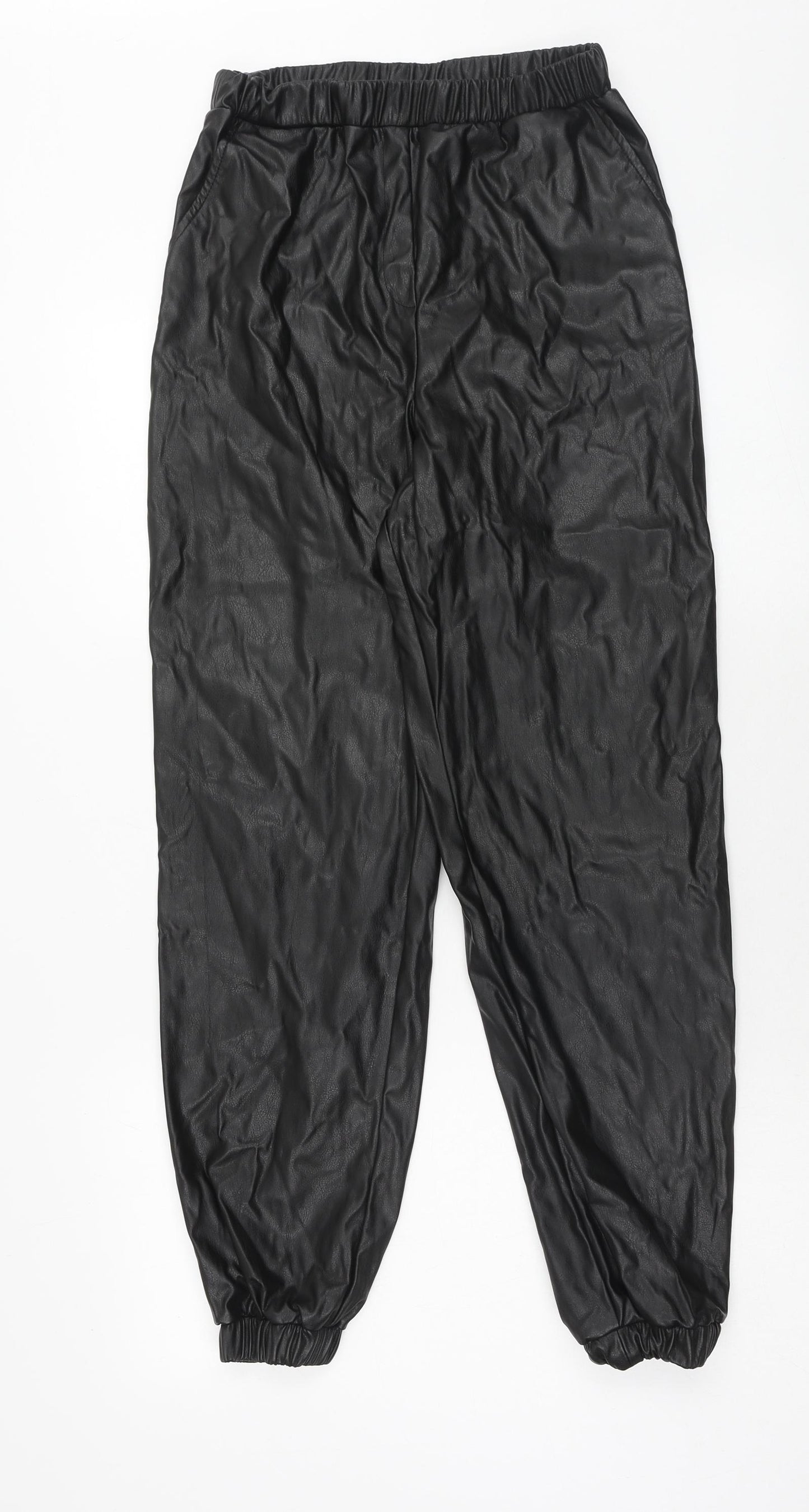 ASOS Womens Black Polyurethane Cargo Trousers Size 8 Regular
