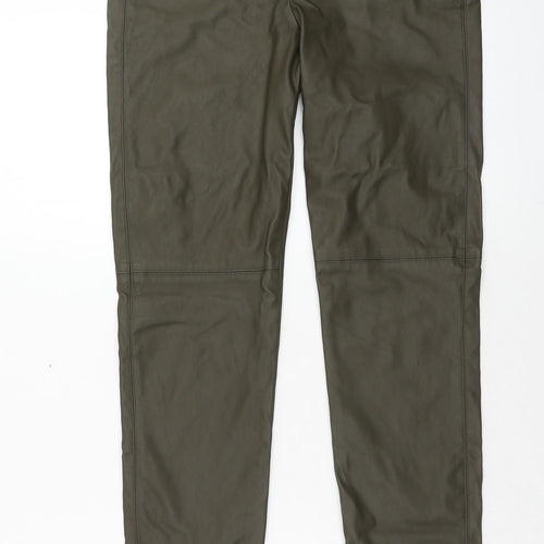 H&M Womens Green Polyurethane Trousers Size 8 Regular Zip