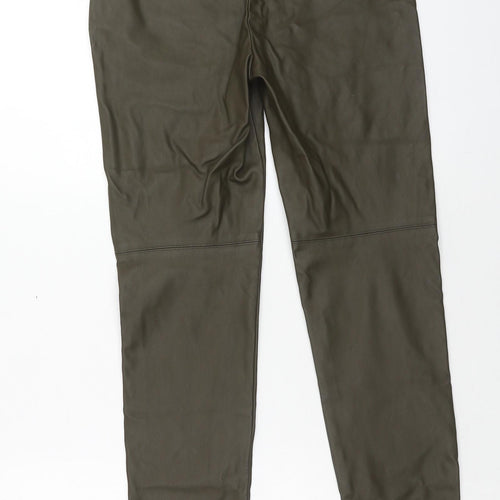 H&M Womens Green Polyurethane Trousers Size 8 Regular Zip