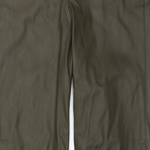 H&M Womens Green Polyurethane Trousers Size 8 Regular Zip