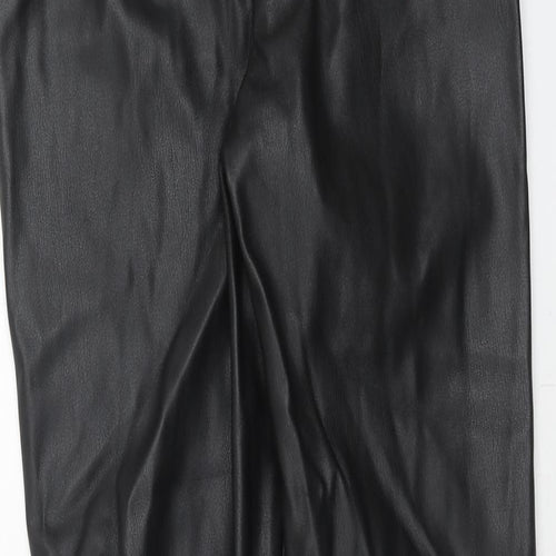 Zara Womens Black Polyester Trousers Size S Regular Zip