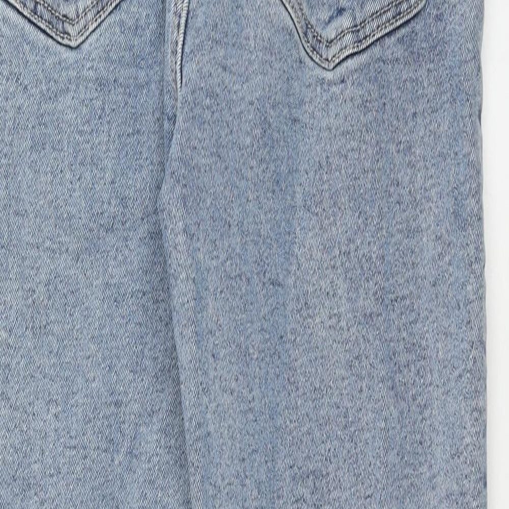 Stradivarius Womens Blue Cotton Mom Jeans Size 10 Slim Zip