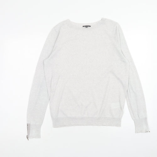 Warehouse Womens Grey Round Neck Acrylic Pullover Jumper Size 14