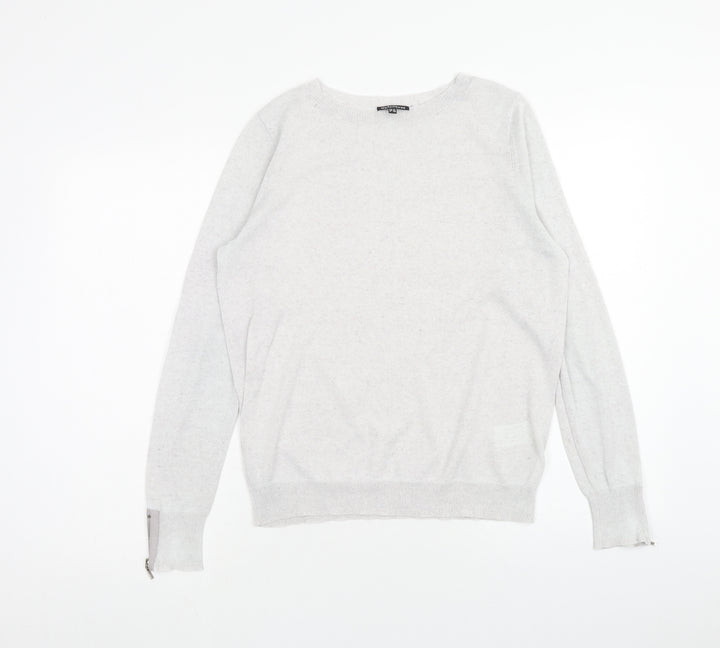 Warehouse Womens Grey Round Neck Acrylic Pullover Jumper Size 14