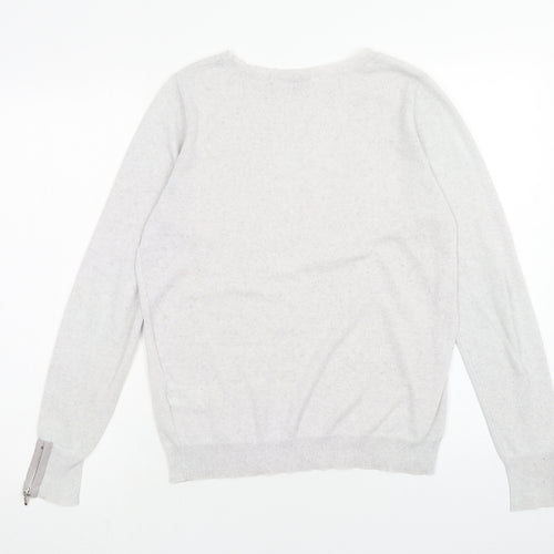 Warehouse Womens Grey Round Neck Acrylic Pullover Jumper Size 14