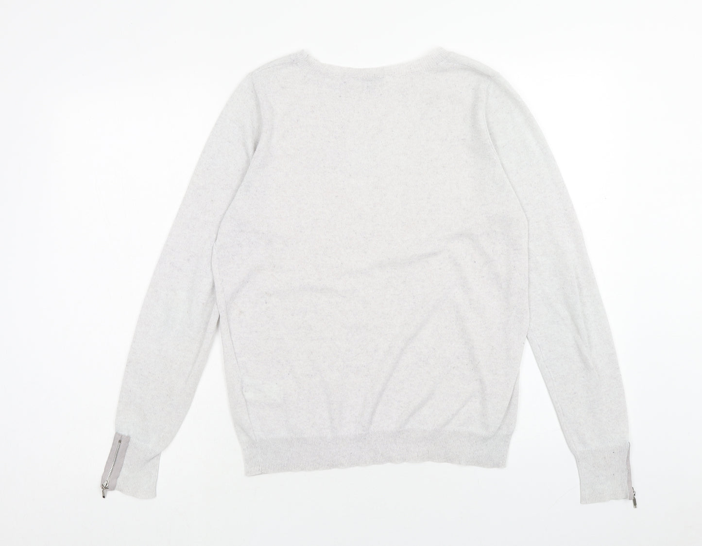 Warehouse Womens Grey Round Neck Acrylic Pullover Jumper Size 14