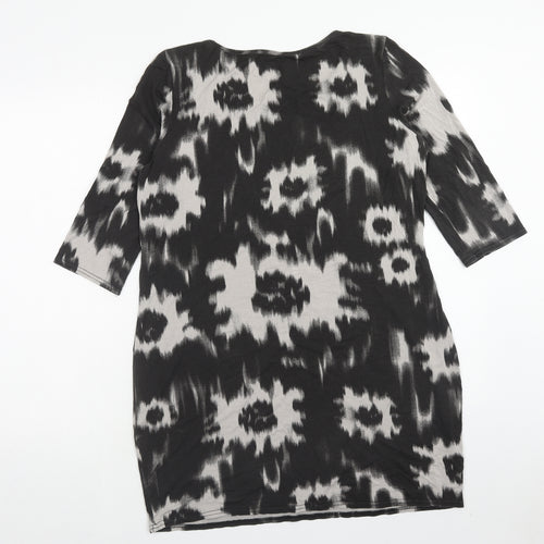 Evie Angel Womens Grey Geometric Viscose Basic T-Shirt Size 18 Round Neck