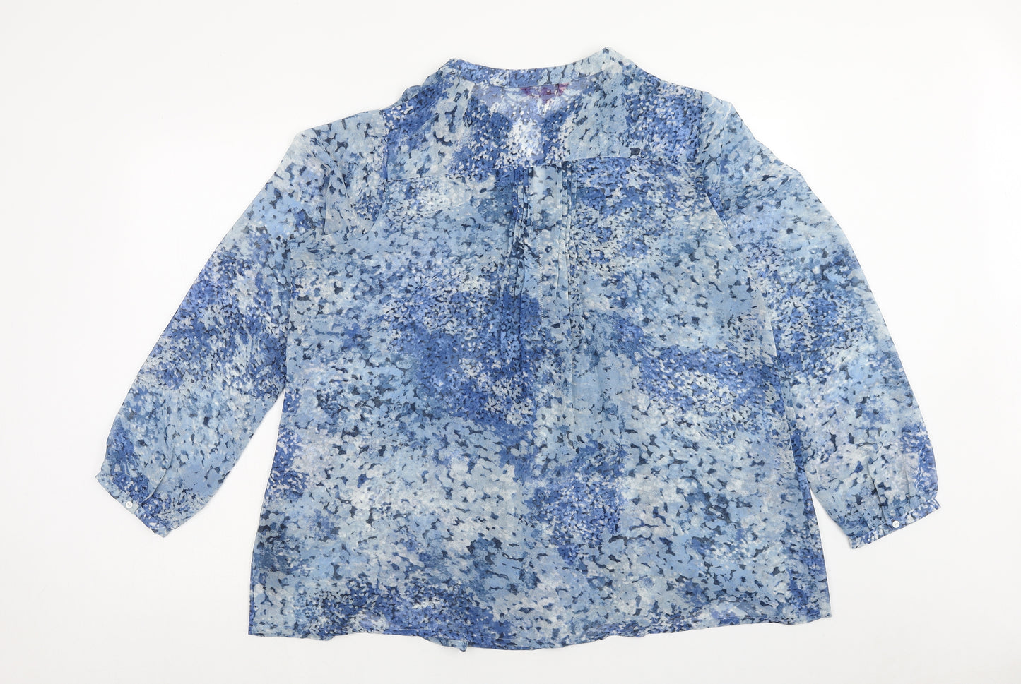 Together Womens Blue Geometric Polyester Basic Blouse Size 20 V-Neck