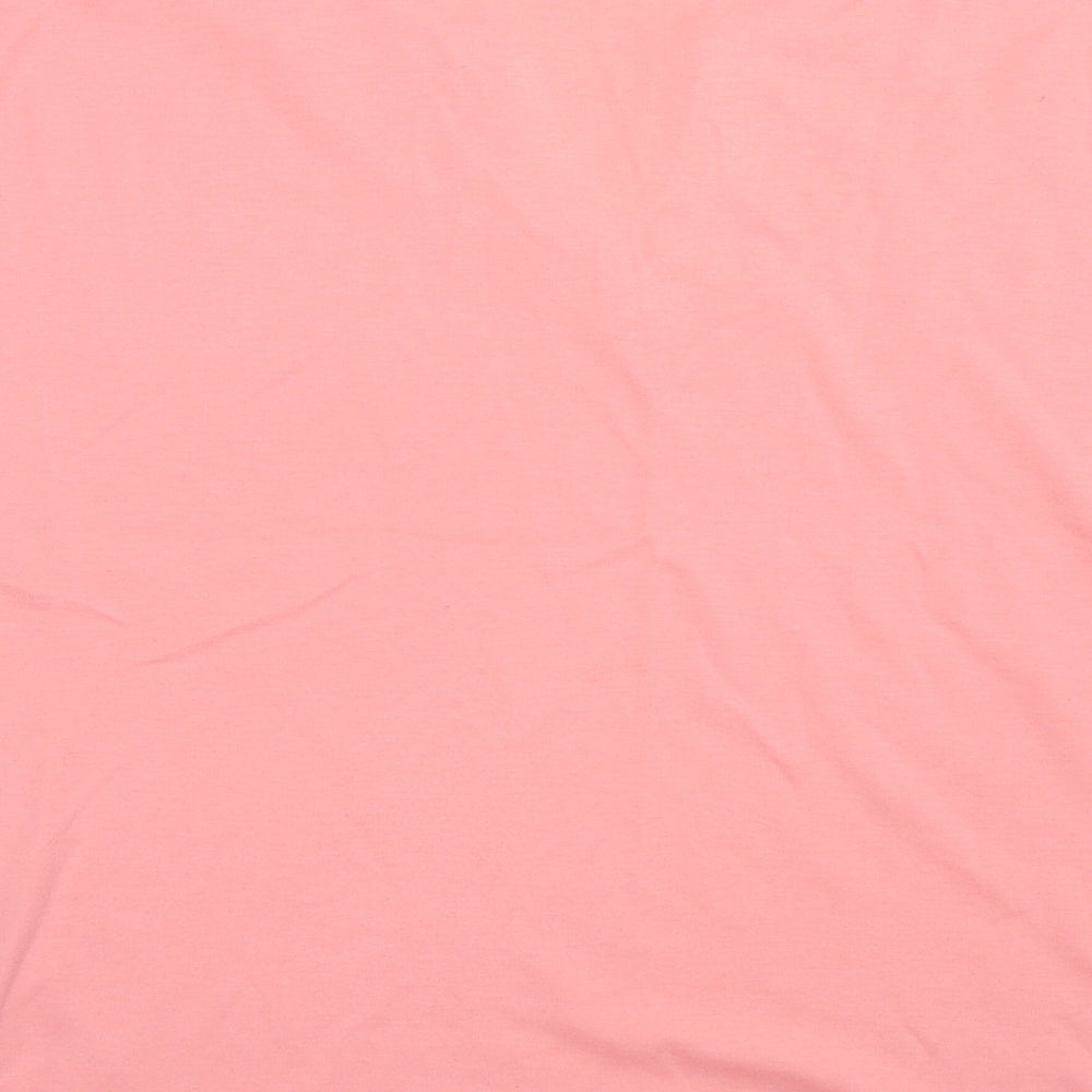Poppy Womens Pink Polyester Basic T-Shirt Size 18 V-Neck