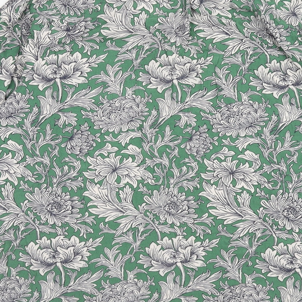 NEXT Womens Green Floral Viscose Basic Button-Up Size 12 Collared