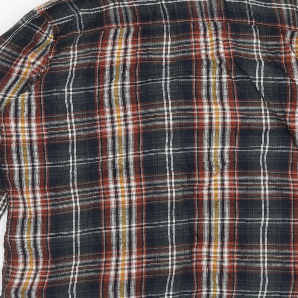 Primark Womens Multicoloured Plaid Cotton Basic Button-Up Size 6 Collared