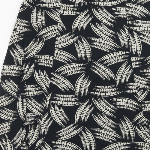 Wallis Womens Black Geometric Cotton Swing Skirt Size 8 Zip