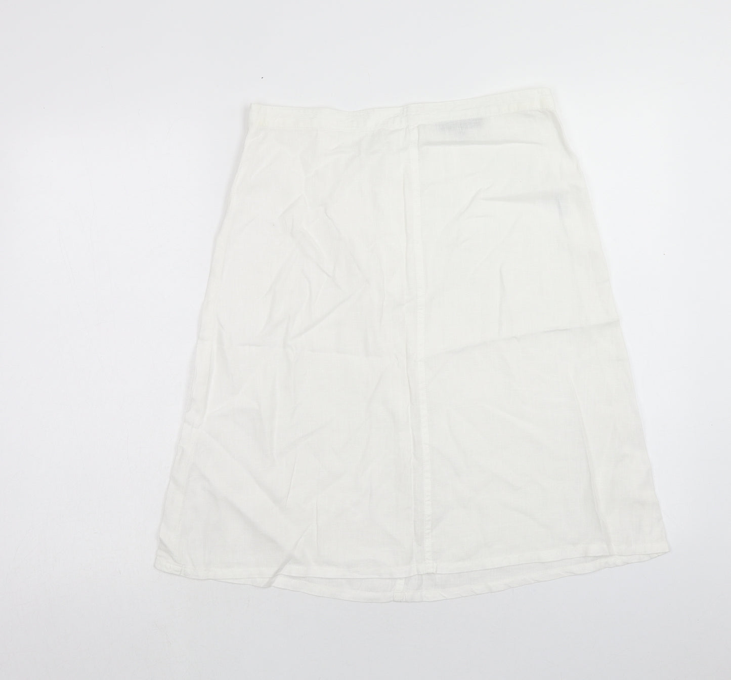 French Connection Womens White Linen Swing Skirt Size 10 Zip