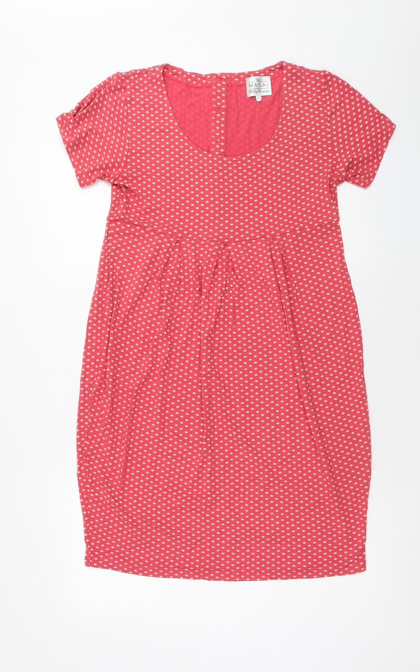 Masai Womens Pink Polka Dot Viscose A-Line Size M Scoop Neck Button