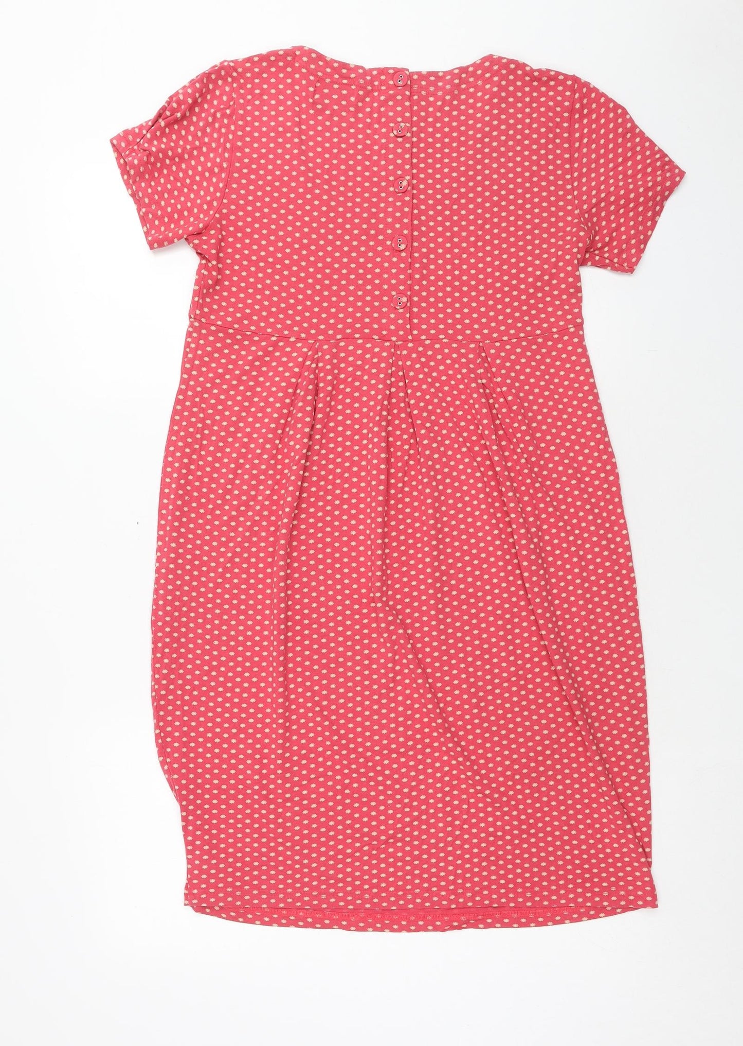 Masai Womens Pink Polka Dot Viscose A-Line Size M Scoop Neck Button