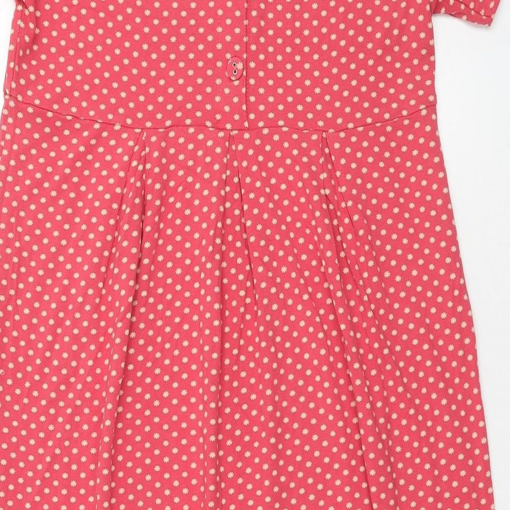 Masai Womens Pink Polka Dot Viscose A-Line Size M Scoop Neck Button