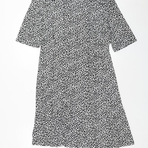 Connected Apparel Womens White Geometric Polyester Fit & Flare Size 12 Boat Neck Pullover