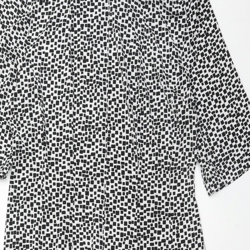 Connected Apparel Womens White Geometric Polyester Fit & Flare Size 12 Boat Neck Pullover