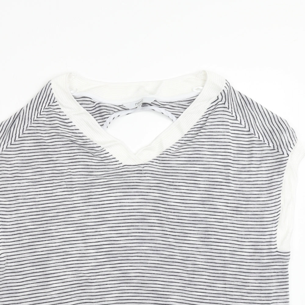 NEXT Womens Grey Striped Viscose Basic Tank Size 14 V-Neck