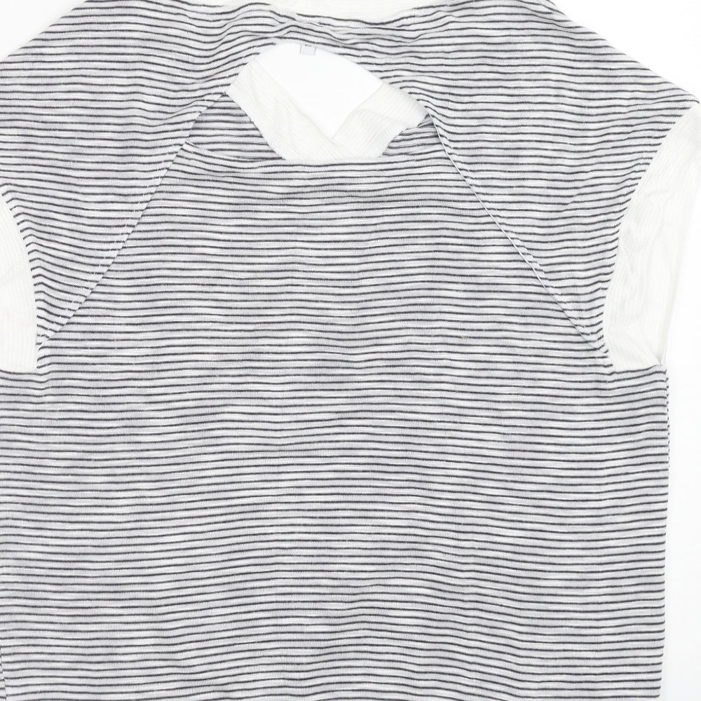NEXT Womens Grey Striped Viscose Basic Tank Size 14 V-Neck