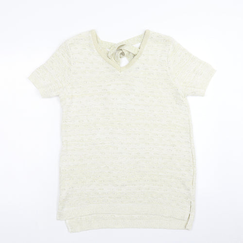 F&F Womens Gold Square Neck Acrylic Pullover Jumper Size 14