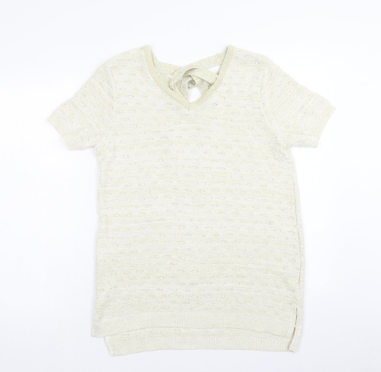 F&F Womens Gold Square Neck Acrylic Pullover Jumper Size 14