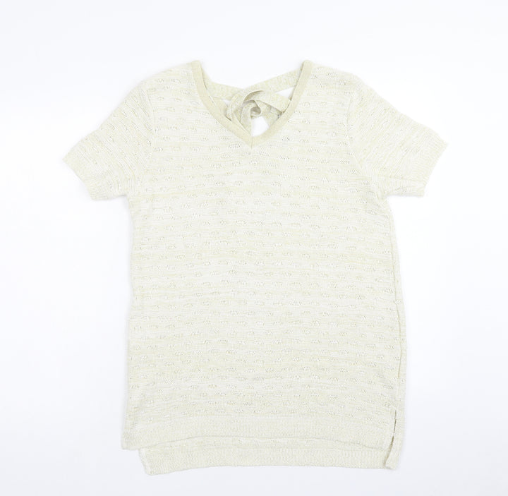 F&F Womens Gold Square Neck Acrylic Pullover Jumper Size 14